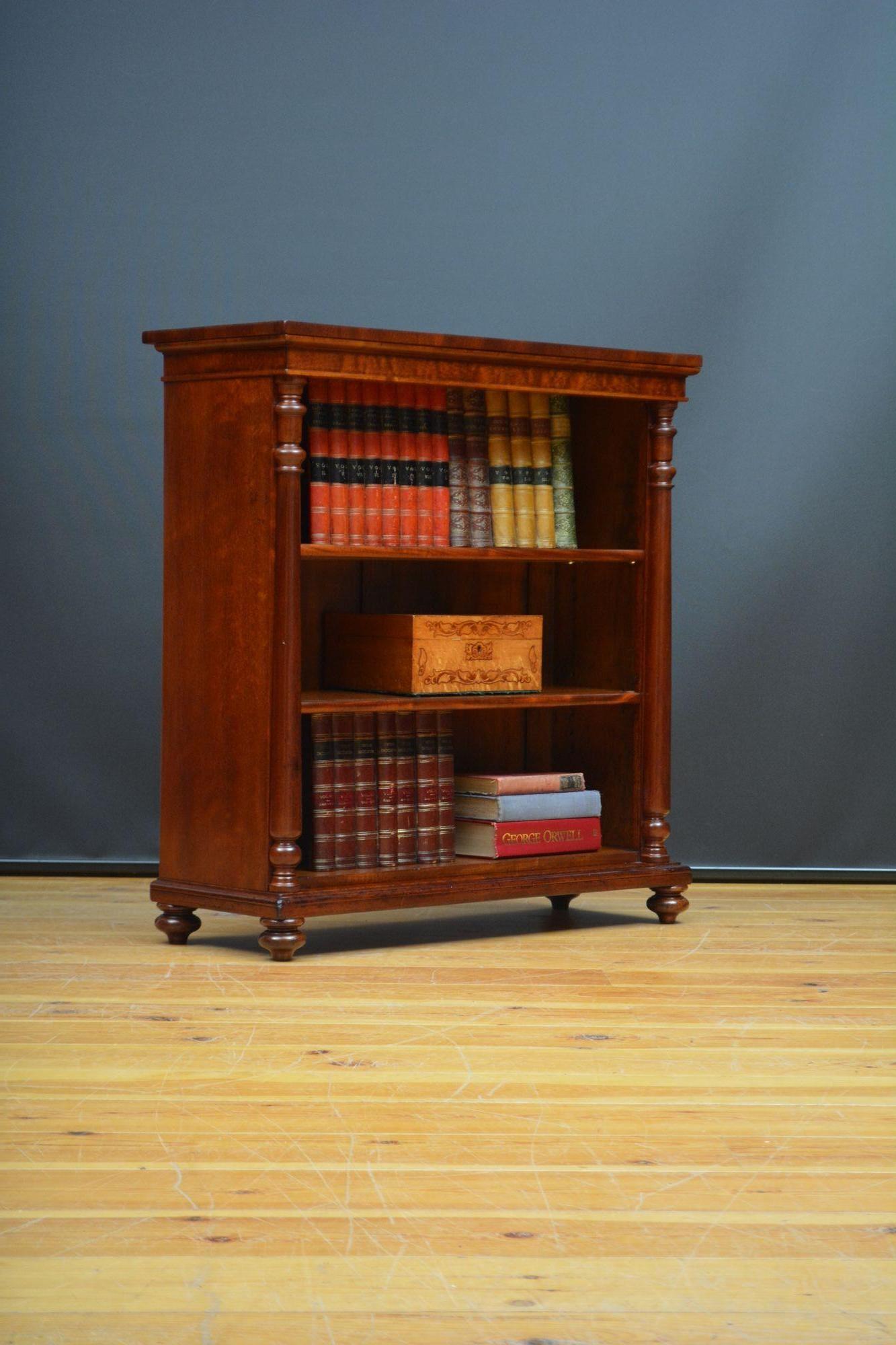 English Low Victorian Mahogany Open Bookcase