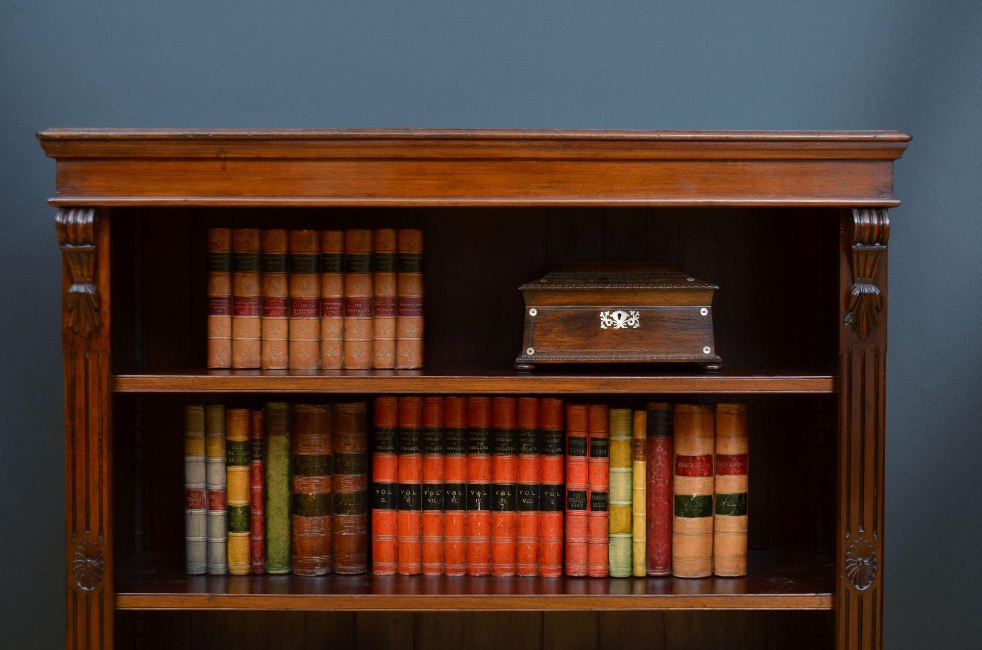19th Century Low Victorian Mahogany Open Bookcase
