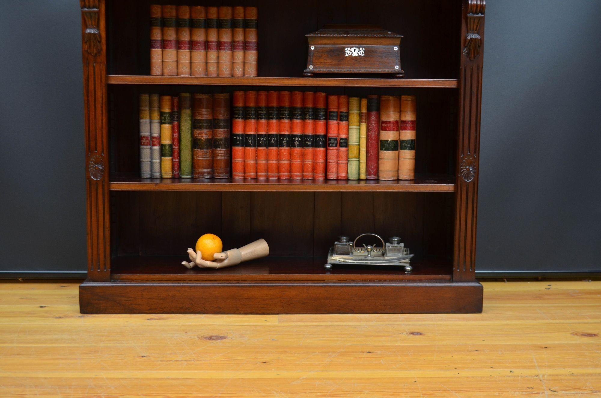 Low Victorian Mahogany Open Bookcase 1