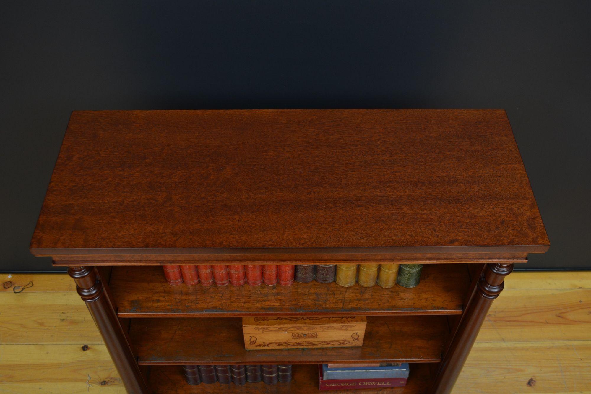 Low Victorian Mahogany Open Bookcase 1