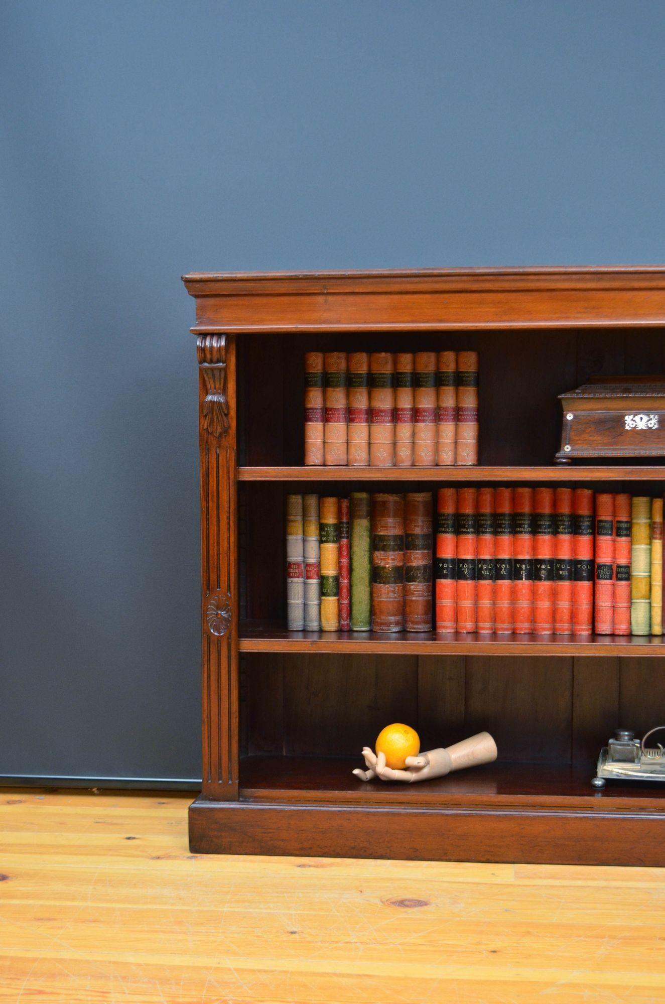 Low Victorian Mahogany Open Bookcase 2