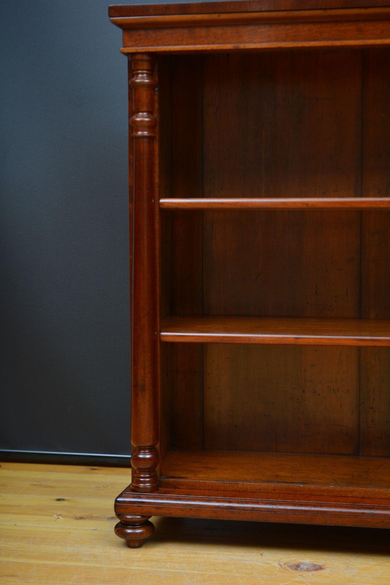 Low Victorian Mahogany Open Bookcase 2