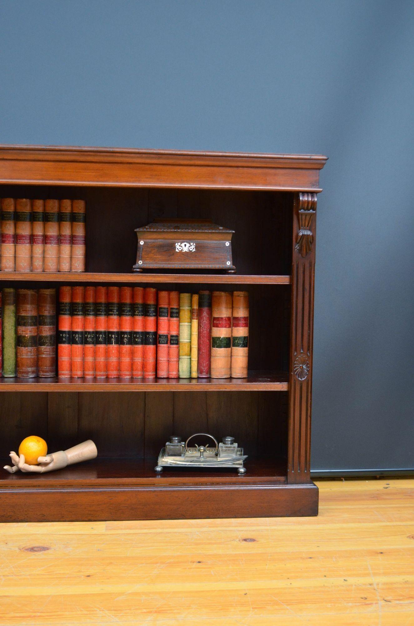 Low Victorian Mahogany Open Bookcase 3