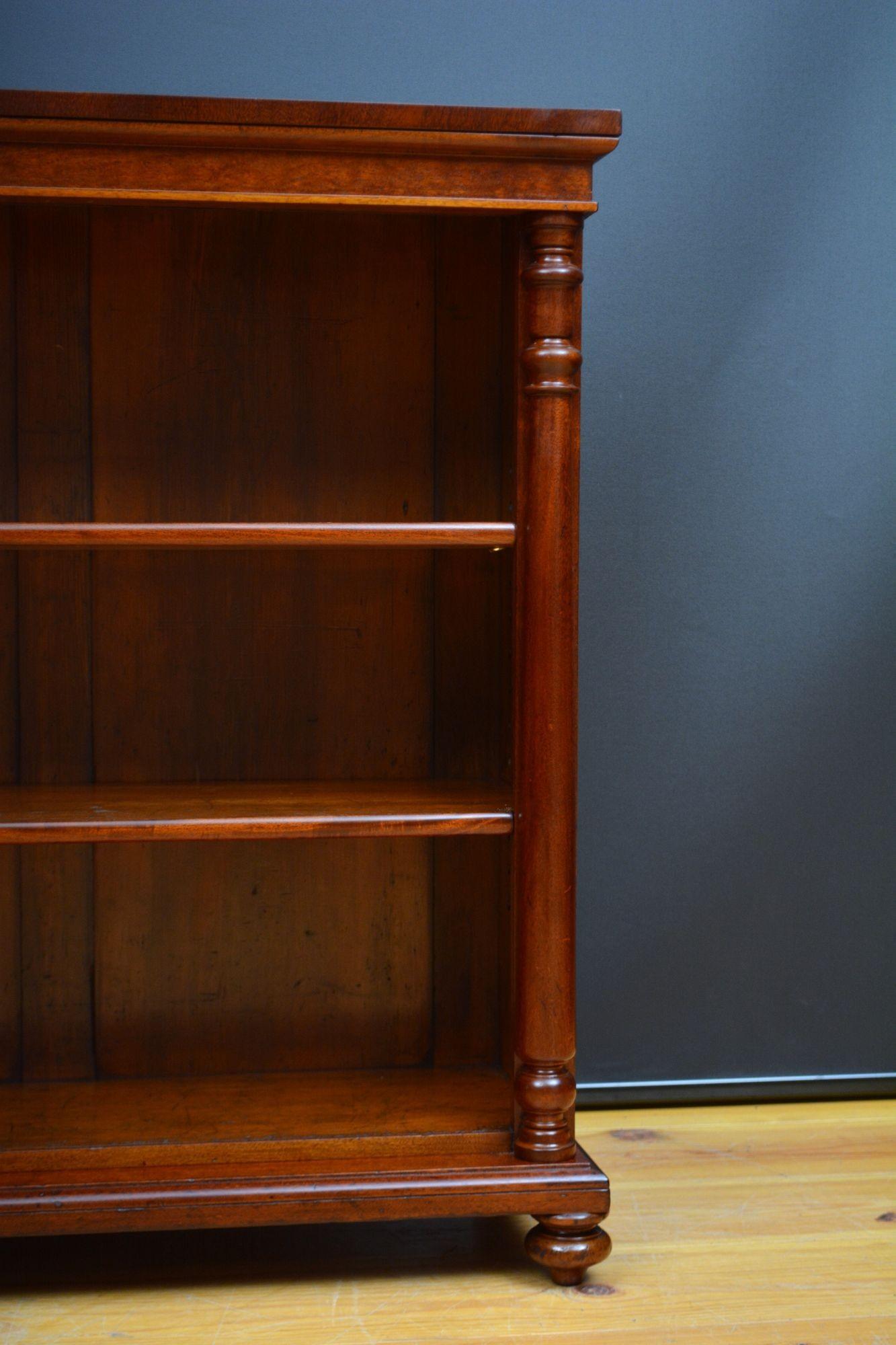 Low Victorian Mahogany Open Bookcase 3