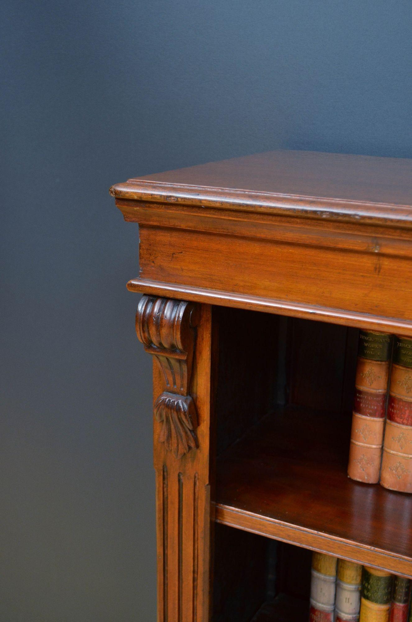 Low Victorian Mahogany Open Bookcase 4