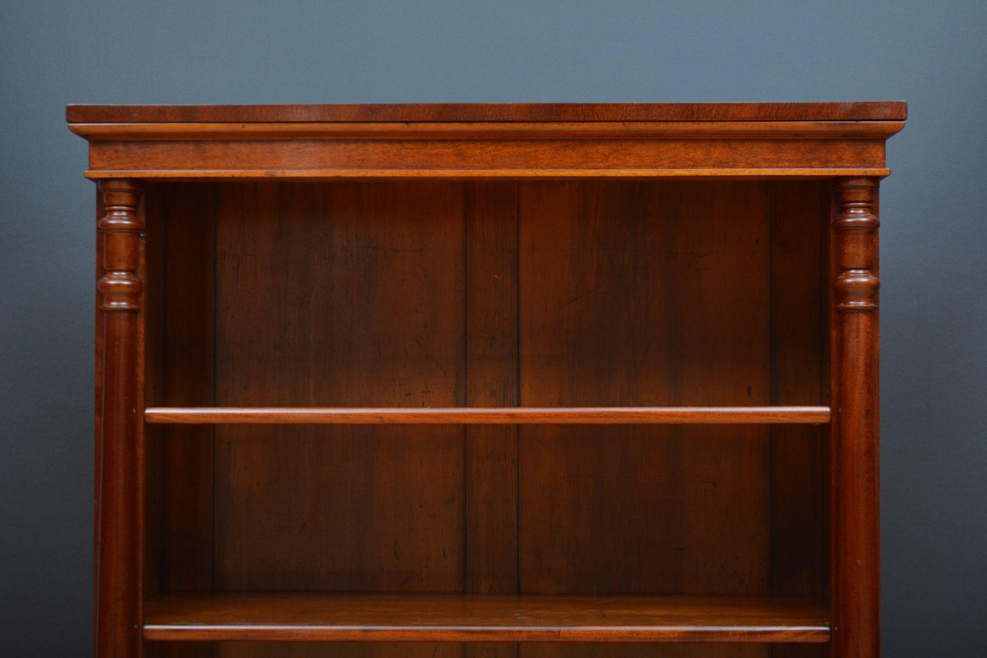 Low Victorian Mahogany Open Bookcase 4