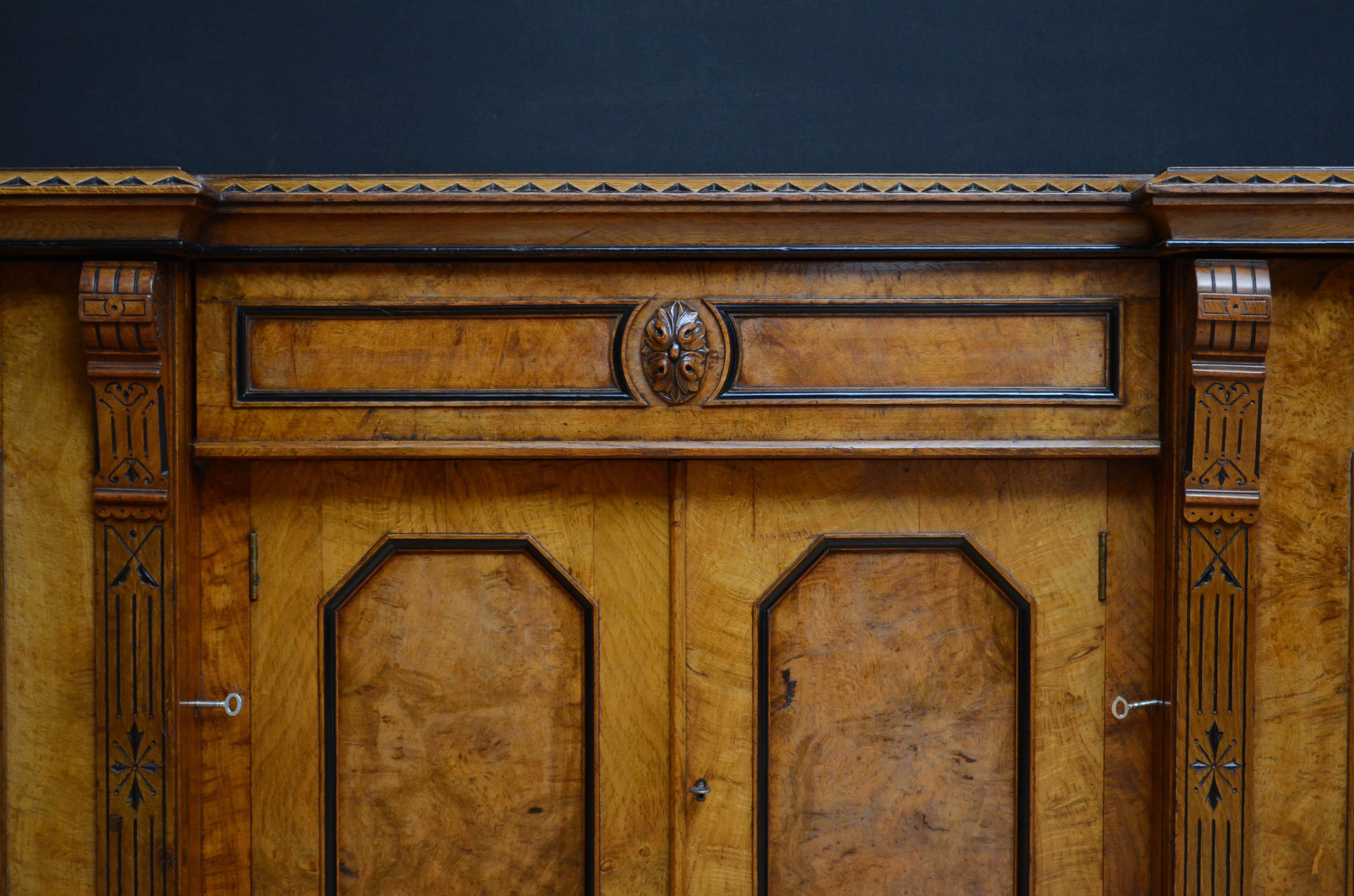 Low Victorian Pollard Oak Sideboard 1