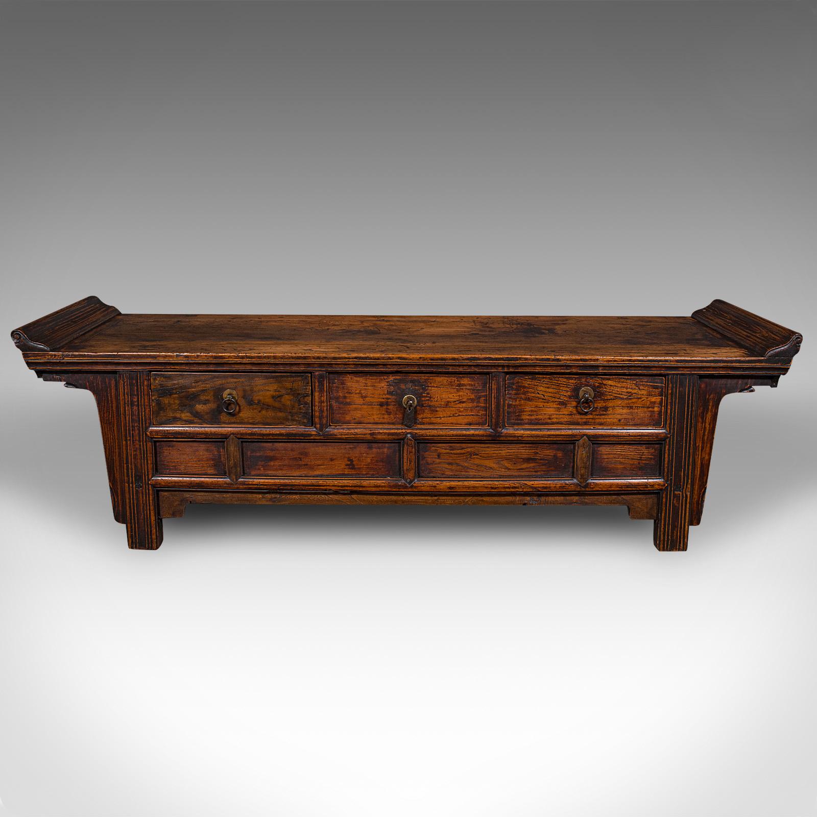Esportazione cinese Panca bassa d'epoca per finestra, olmo orientale, panca da corridoio, tavolino, Art Deco in vendita