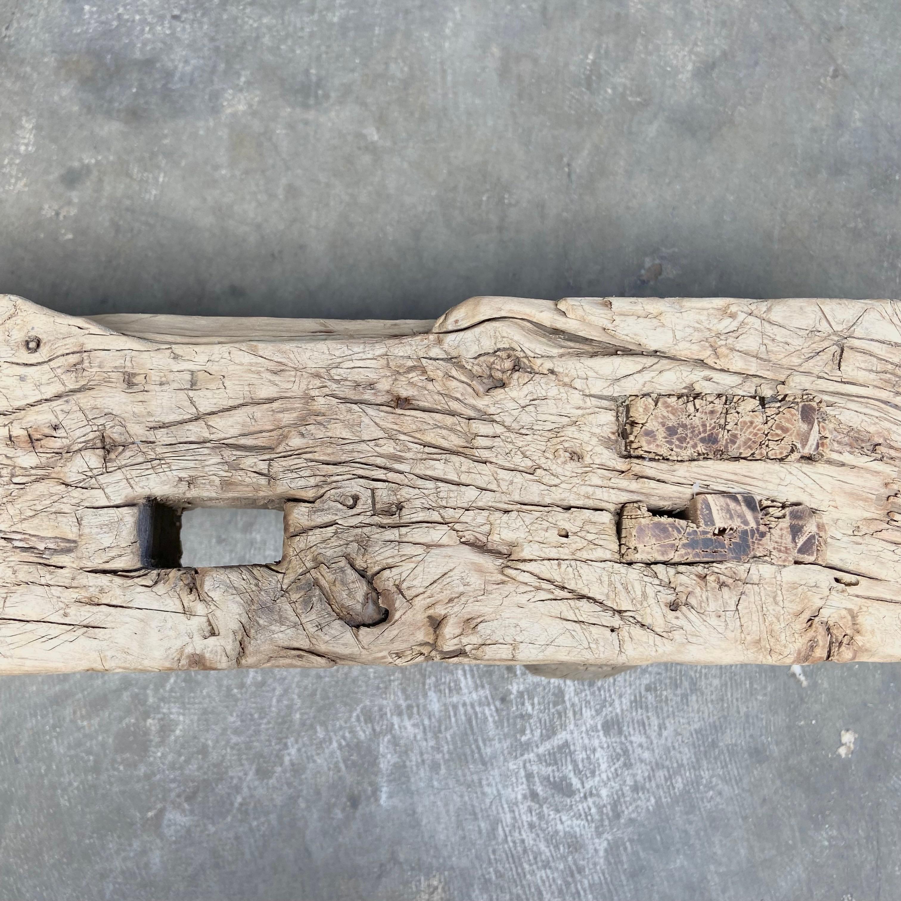 20th Century Low Vintage Elm Wood Skinny Bench