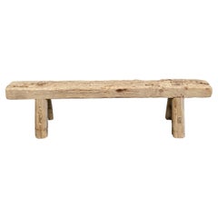 Low Vintage Elm Wood Skinny Bench