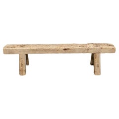 Low Vintage Elm Wood Skinny Bench