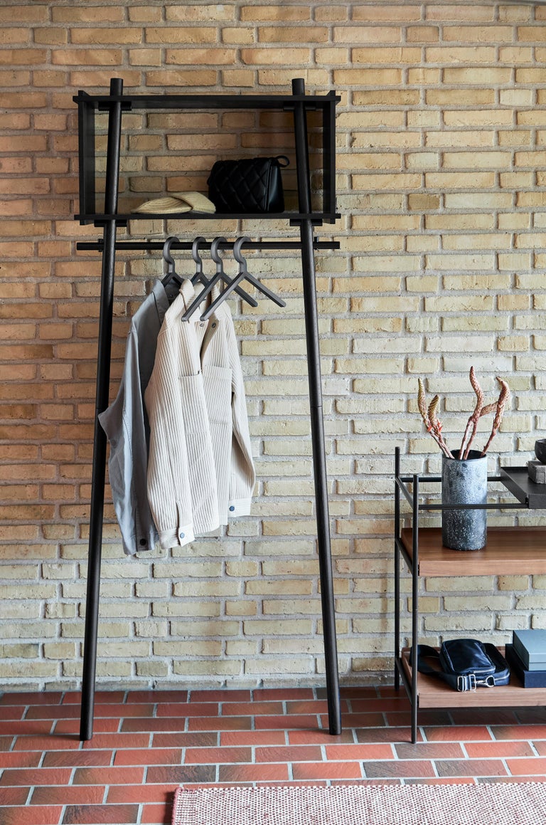 Low Walnut and Black Tray Shelf II by Hanne Willmann For Sale at 1stDibs