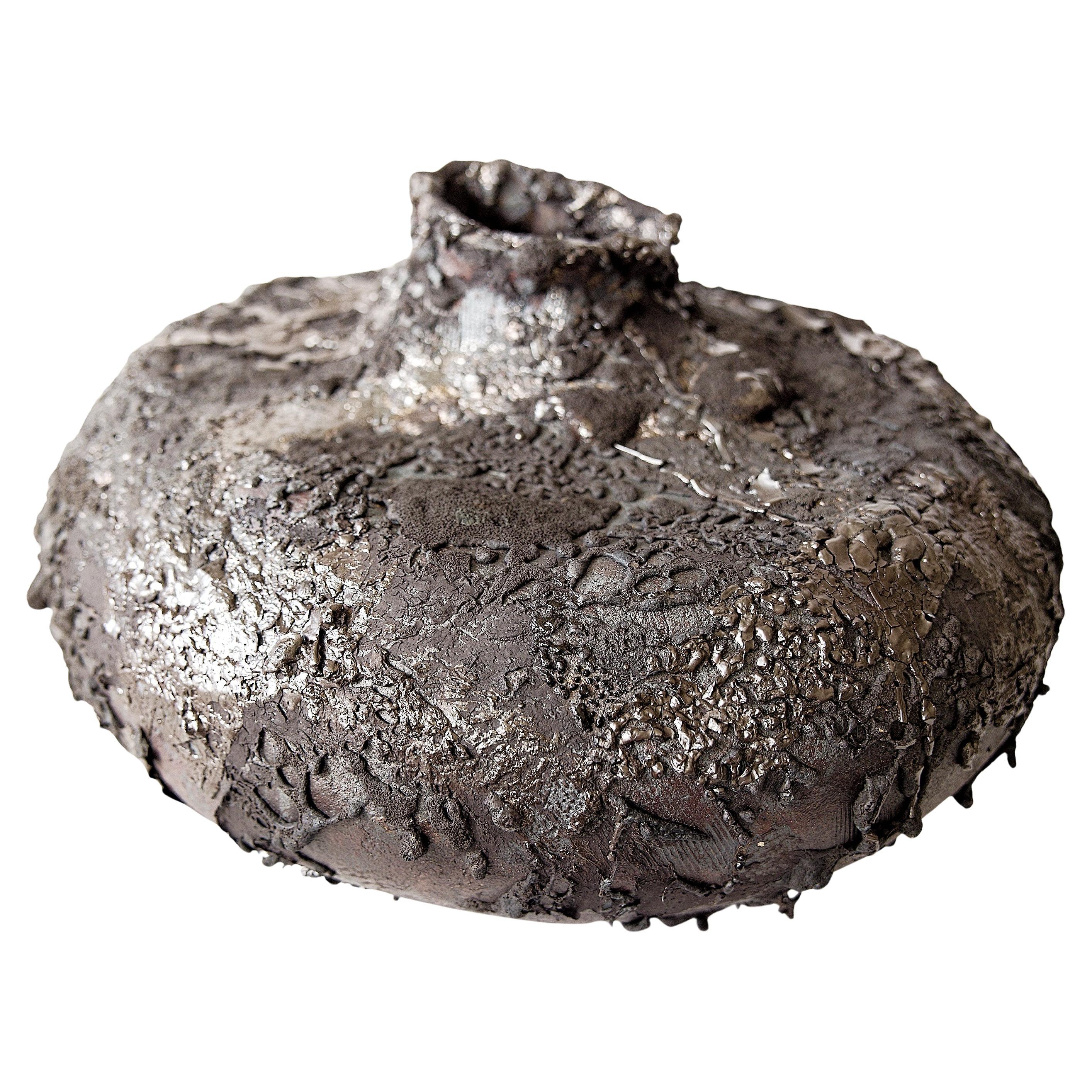 Vaso basso e largo di colore nero Hand MadeII- IV