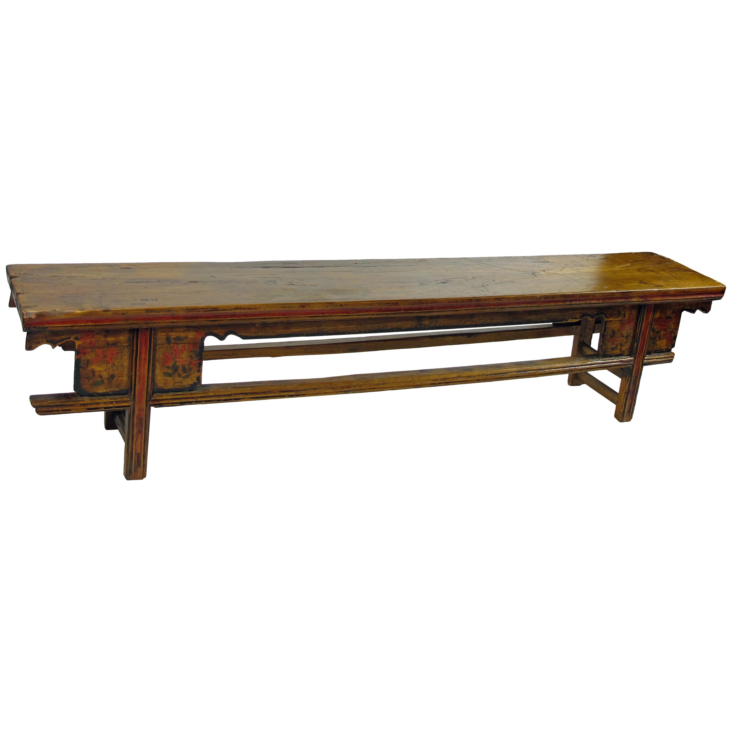 Low Wood Bench Console Table For Sale