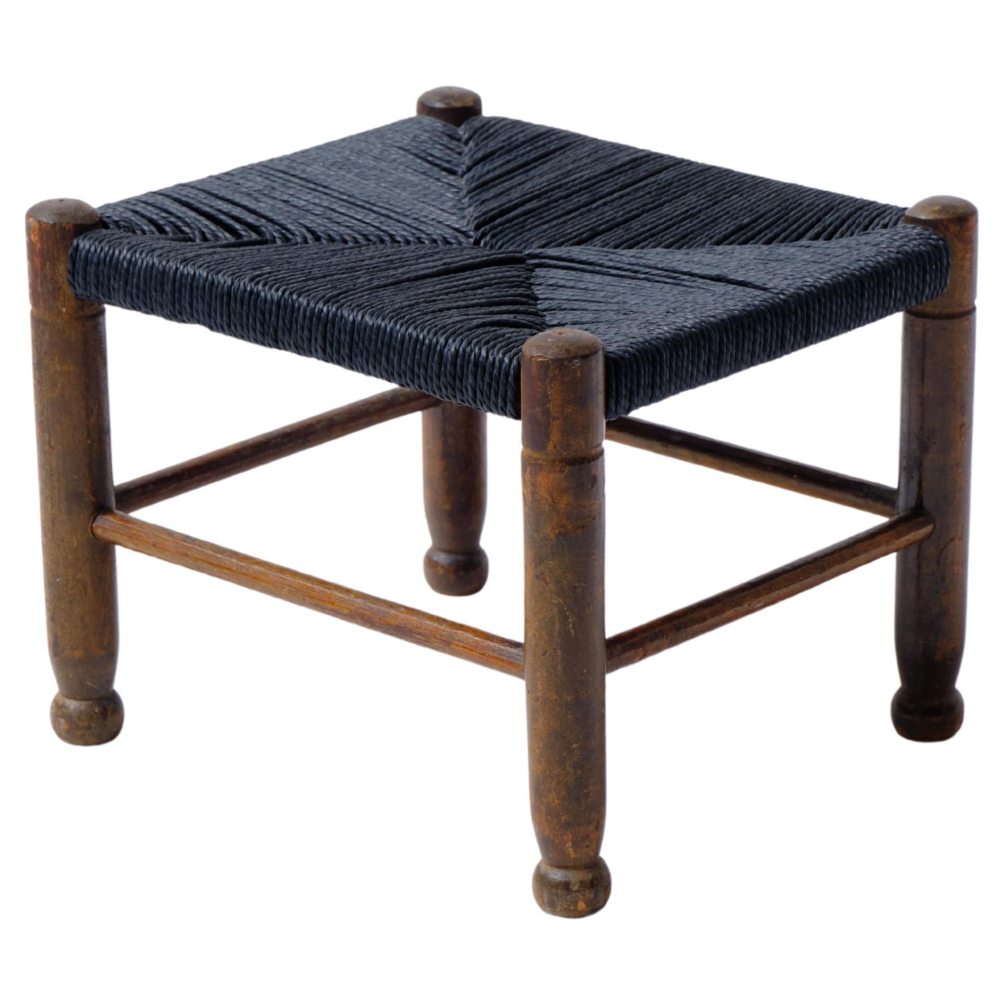 Low Woven Simple Stool, British Vernacular, Early 20th Century  For Sale