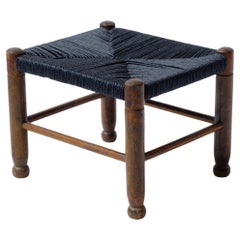 Vintage Low Woven Simple Stool, British Vernacular, Early 20th Century 