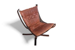Lowback Falcon Chair in Cognac Leather by Sigurd Ressell