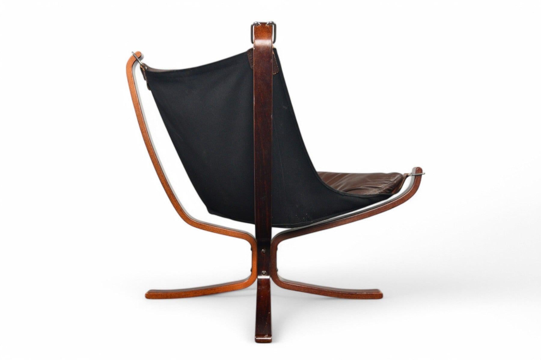20th Century Lowback Falcon Lounge Chair in Brown Leather For Sale