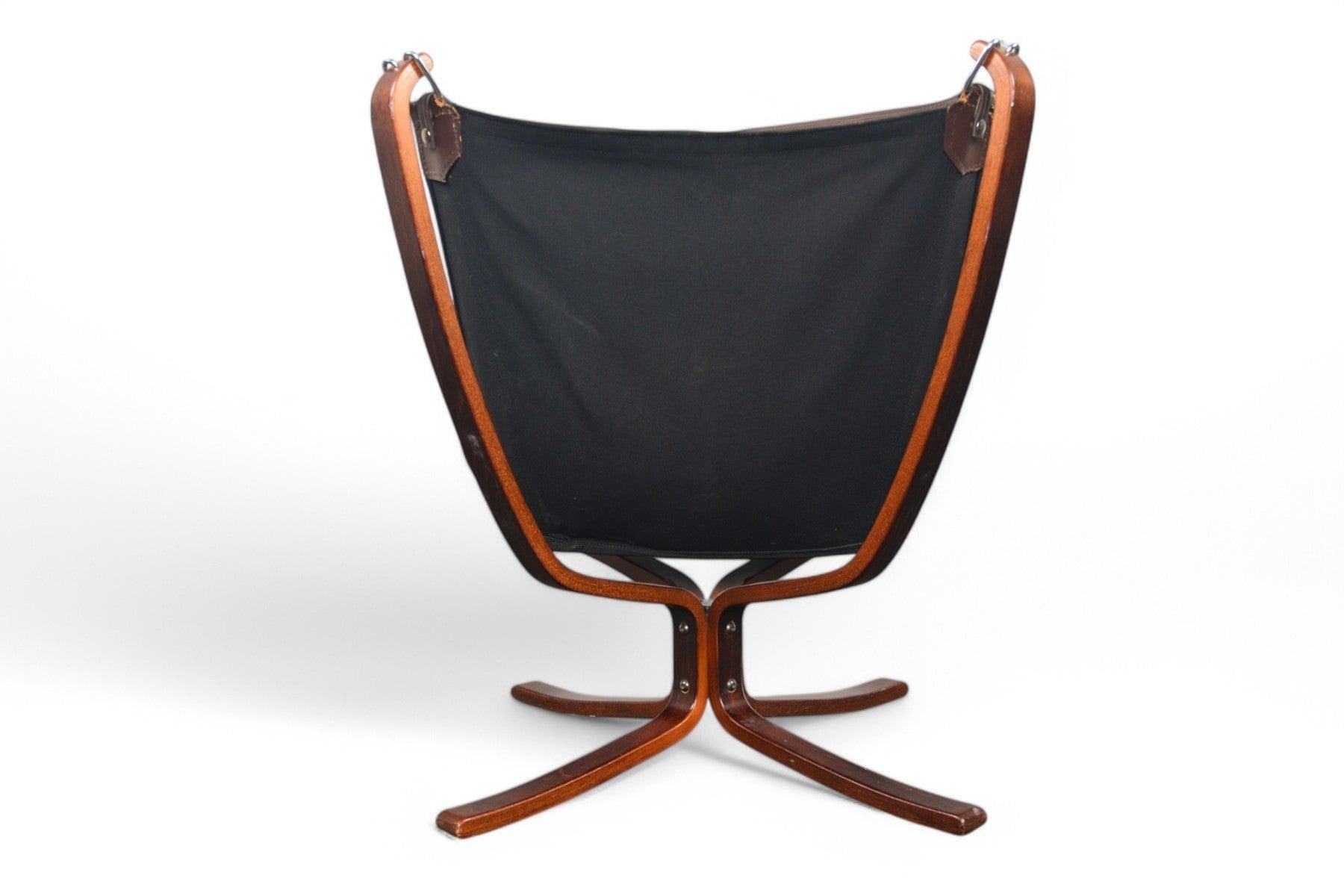 Lowback Falcon Lounge Chair in Brown Leather For Sale 1