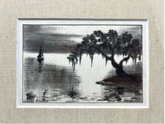 Lowcountry Charcoal on Paper Drawing by James Moore Rhett, Framed Reproduction