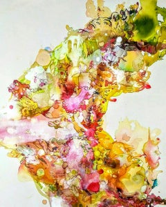 "Movement, " Acrylic Paint, Resin, Ink and Watercolor on Canvas