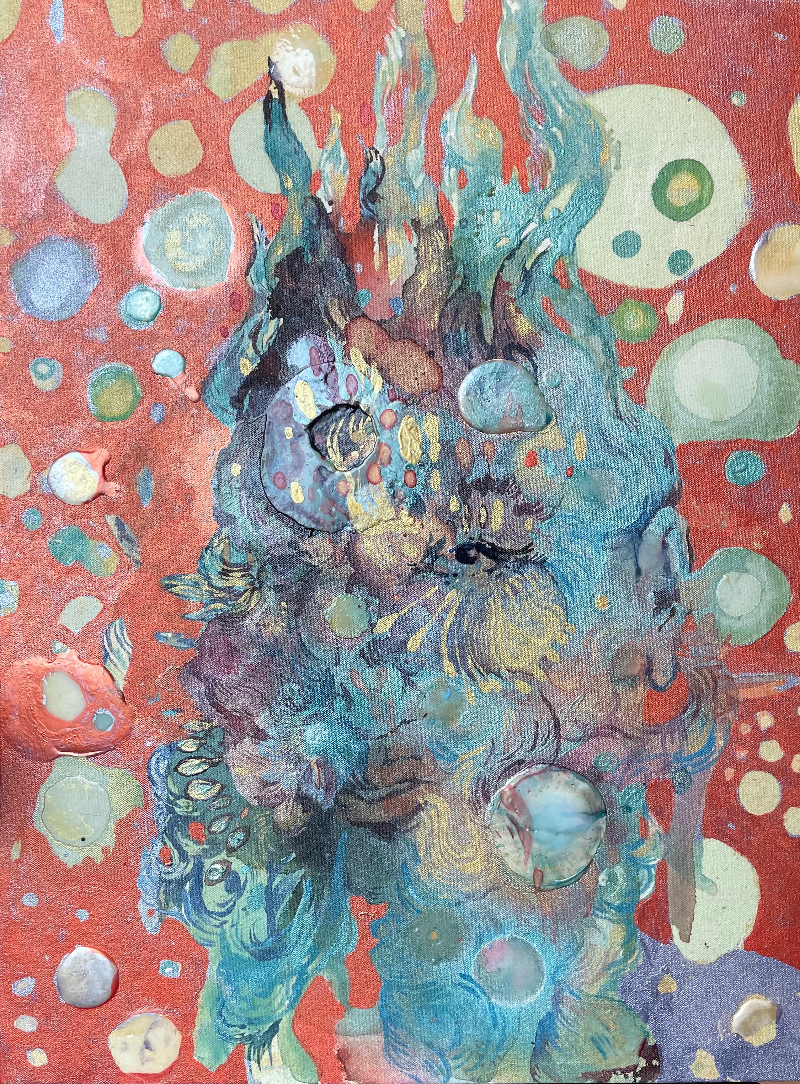 SOMETHING NEW - MOON DEW - unique gestural abstract painting 