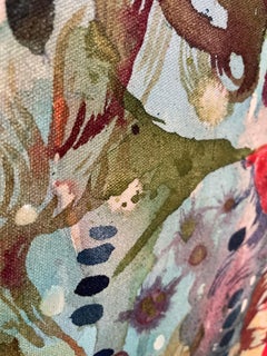 SUPER STAR - gestural abstract painting in shades of red and blue