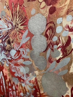 SWEET SENSATION - Expressive abstract painting in shades of red, blue and grey