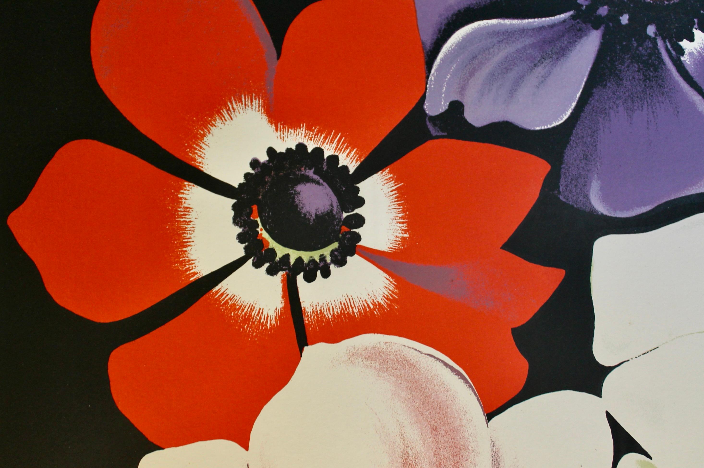 Lowell Nesbitt 1980 Flowers Screen Print In Good Condition In Sharon, CT