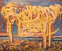 Lowell Nesbitt Early Nesbitt Watercolor and Acrylic and Gouache Painting, 1956