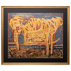 Lowell Nesbitt Early Nesbitt Watercolor and Acrylic and Gouache Painting, 1956