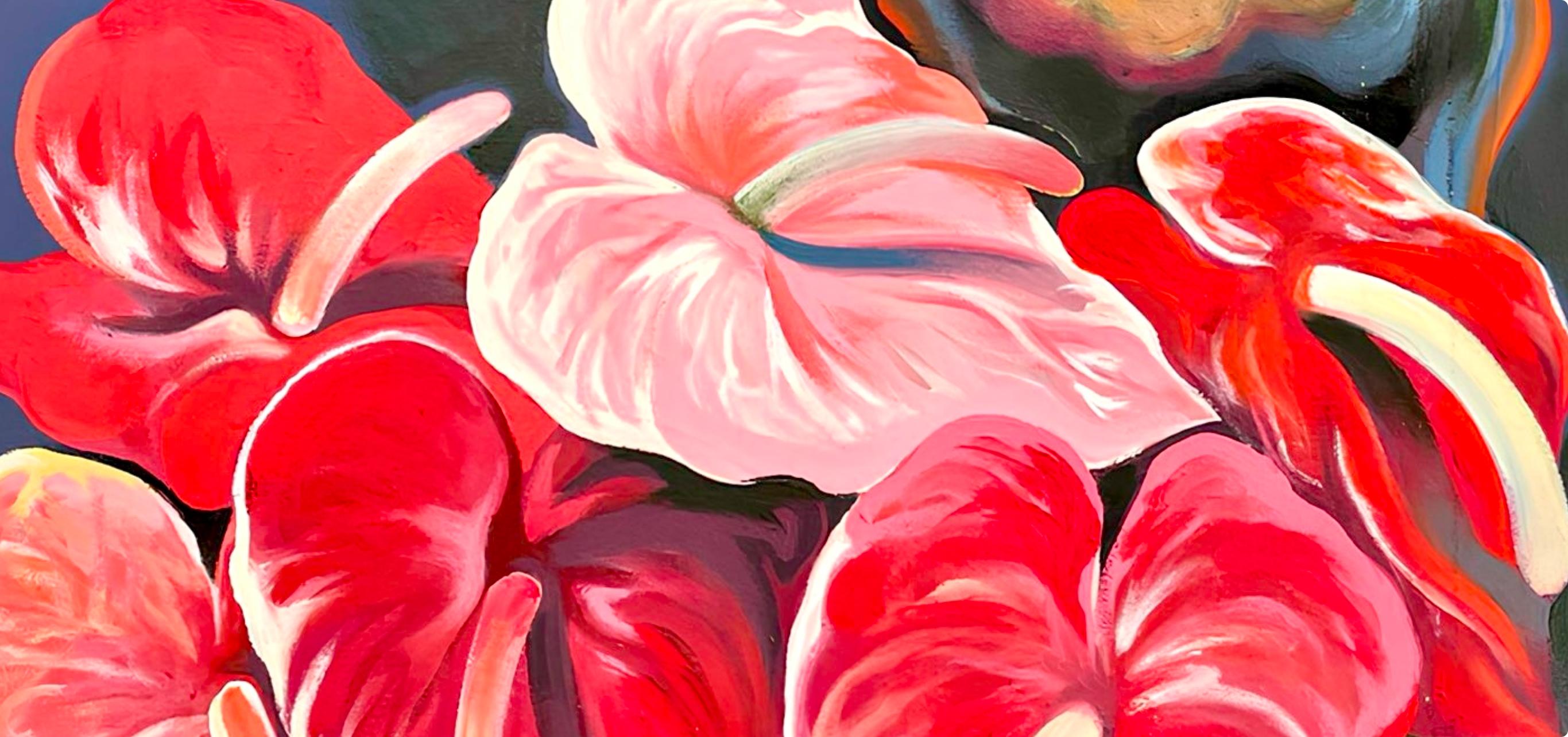 Serie di animali (Cane Rottweiler con fiori), Lowell Nesbitt - Pittura in vendita 2