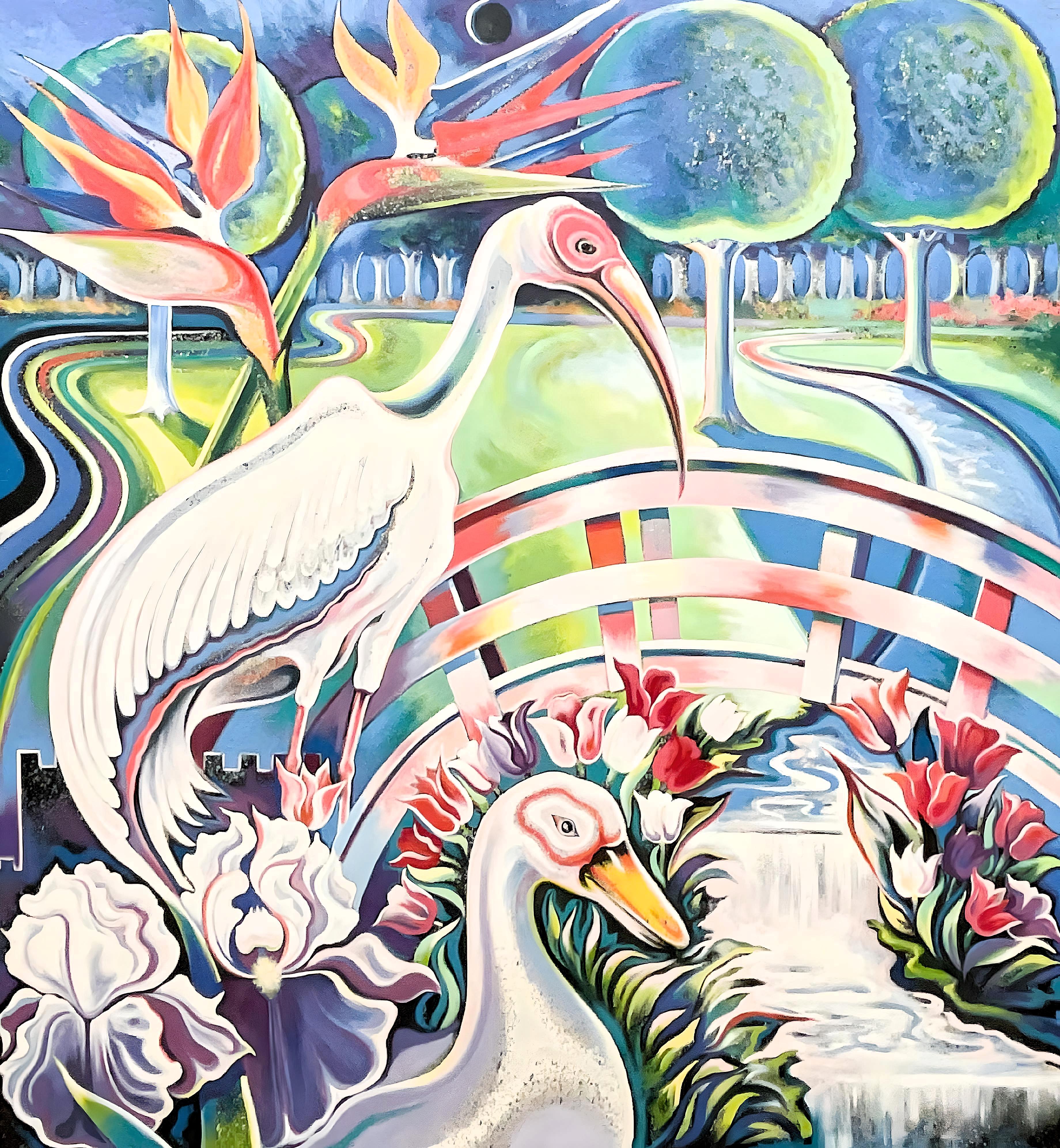 Künstler: Lowell Nesbitt (1933-1993)
Titel: Paradiesvögel
Jahr: 1986
Medium: Öl auf Leinen
Größe: 80 x 73 Zoll
Zustand: Ausgezeichnet
Beschriftung: Signiert, datiert, betitelt vom Künstler, verso

LOWELL NESBITT (1933-1993) Einer der berühmtesten
