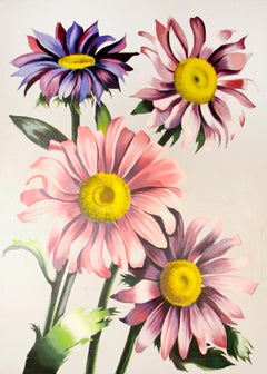 Callistephus Chinensis, fotorealistisches Ölgemälde auf Leinwand von Lowell Nesbitt
