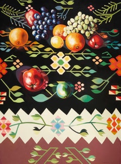 Fruit on Romanian Rug IV (100 x 80 inches), Lowell Nesbitt - Painting