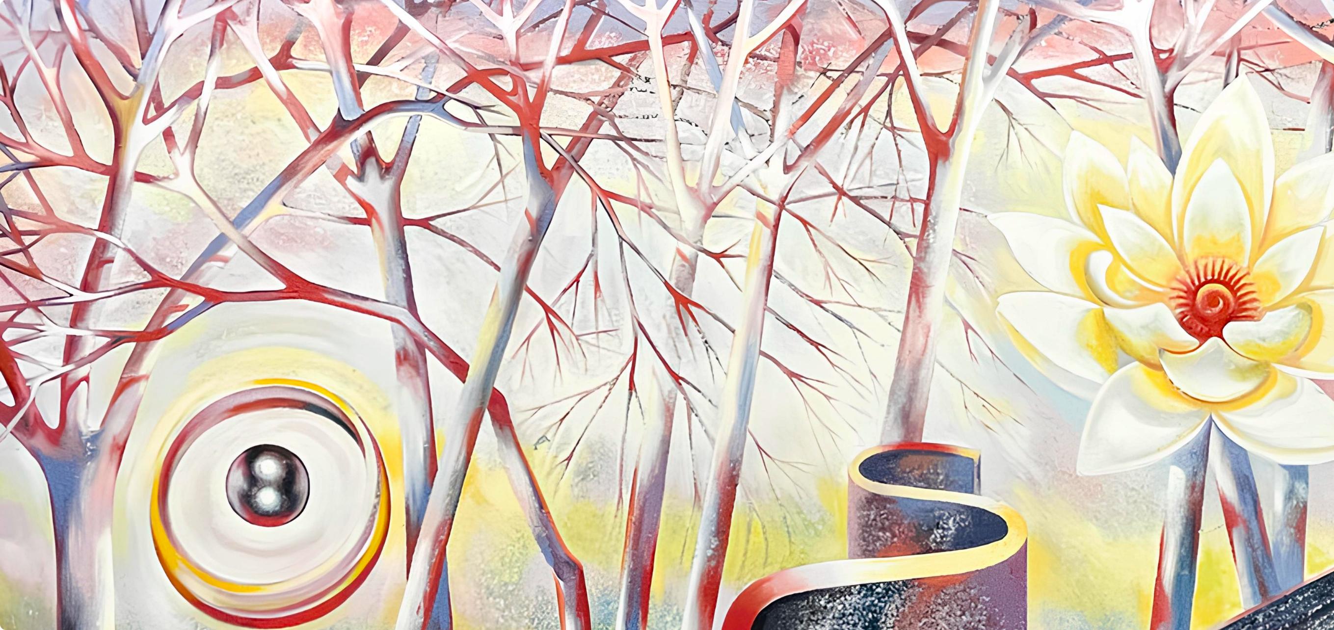 Serie Imposible (Jardín con pavo real), Lowell Nesbitt - Pintura en venta 2