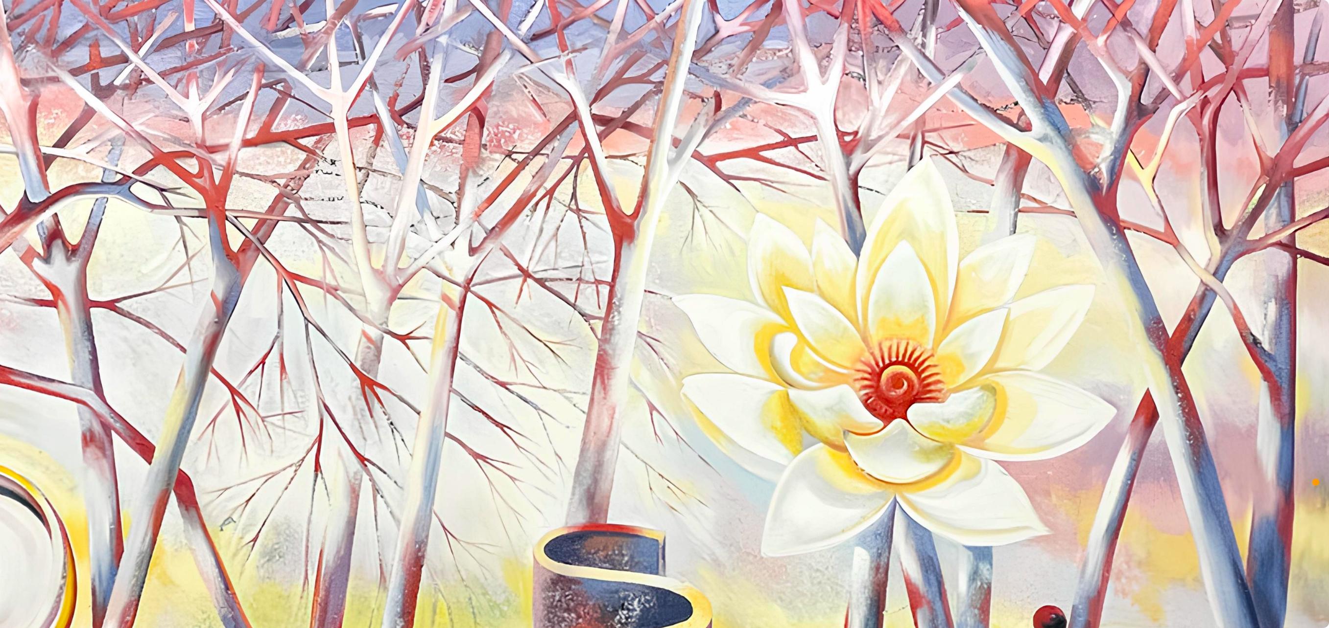 Serie Imposible (Jardín con pavo real), Lowell Nesbitt - Pintura en venta 3