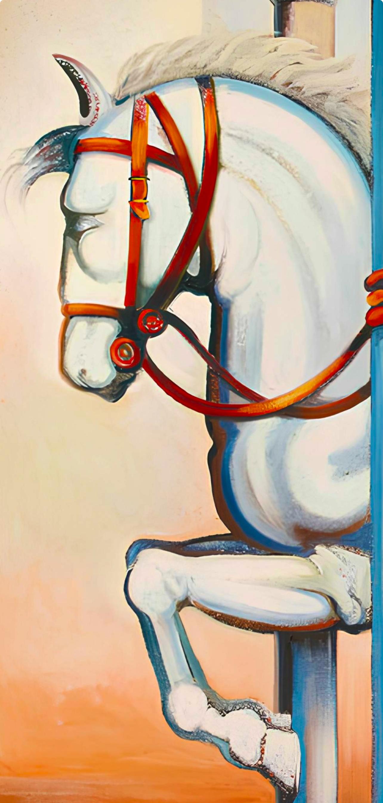 Serie Impossibile (Cavallo con Cavaliere), Lowell Nesbitt - Pittura in vendita 3