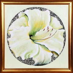 Vintage Lemon White Lily, Still Life Oil Painting by Lowell Nesbitt