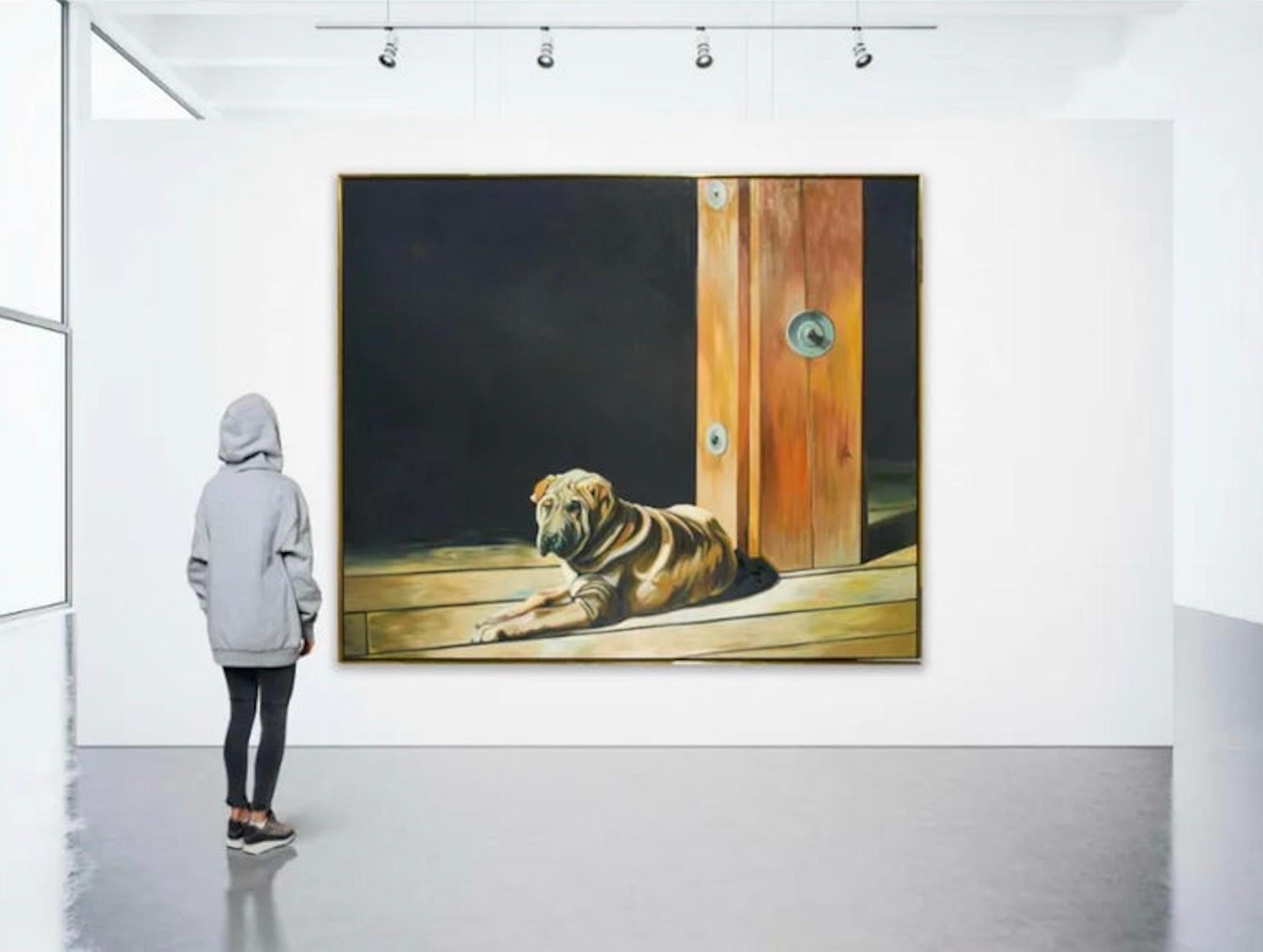 Lotus (Shar Pei) in the Studio (75 x 90 inches), Lowell Nesbitt - Painting For Sale 2