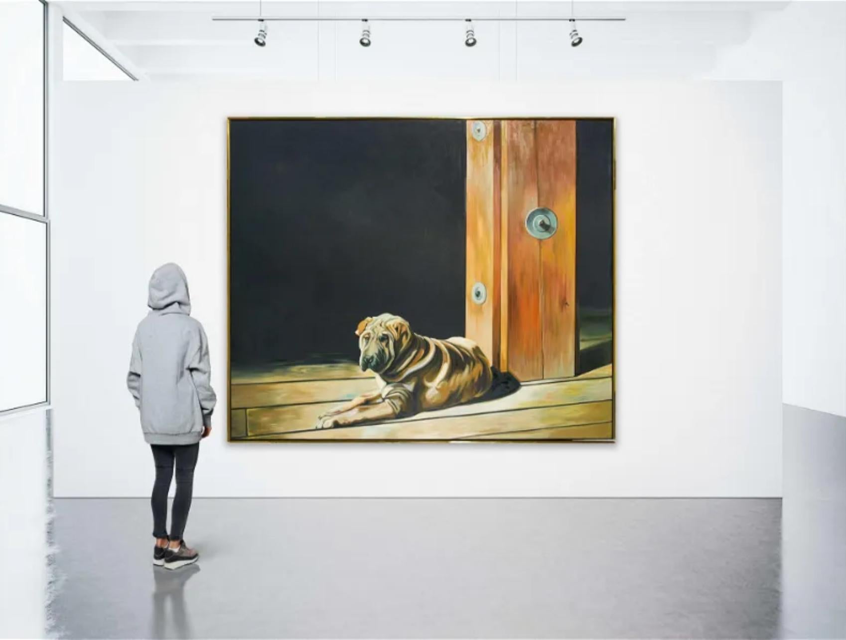Lotus (Shar Pei) in the Studio (75 x 90 inches), Lowell Nesbitt - Painting For Sale 2