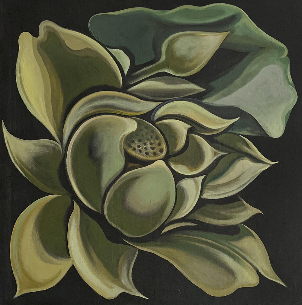 „Nocturnal Lotus“, Ölgemälde auf Leinwand, 1981 – Painting von Lowell Nesbitt