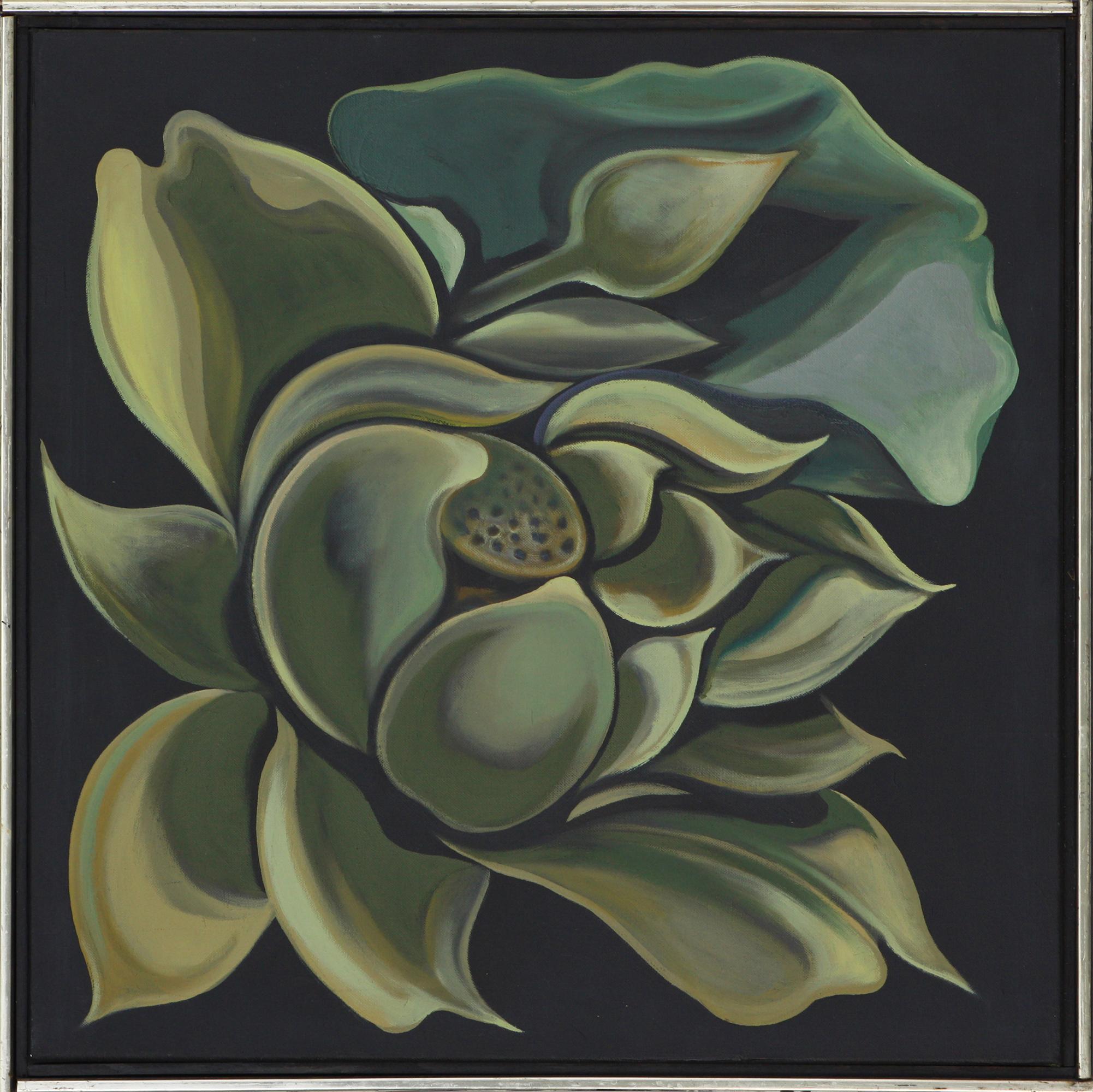 Lowell Nesbitt Still-Life Painting - "Nocturnal Lotus" oil on canvas, 1981