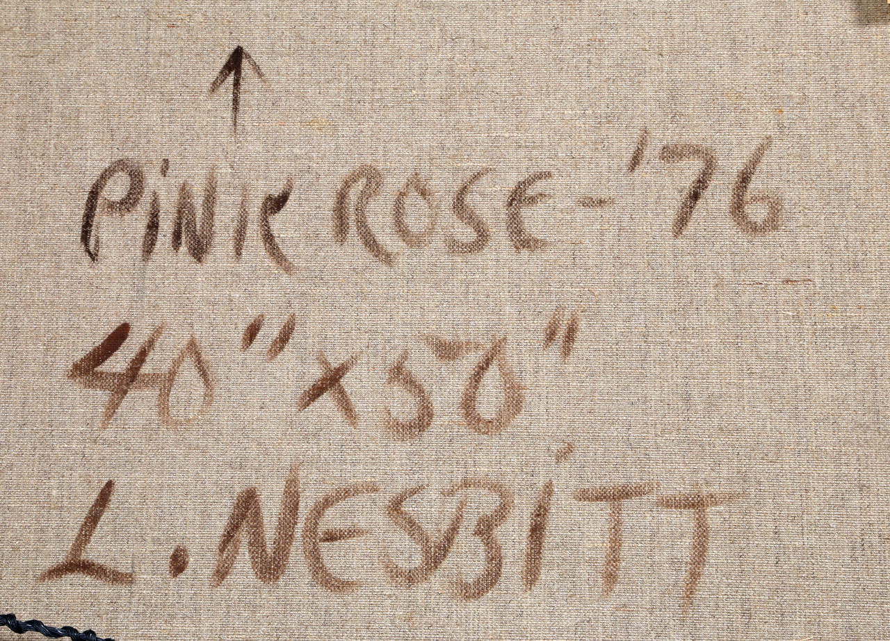 Realistisches Blumengemälde in Rosa Rose von Lowell Nesbitt, 1976 im Angebot 3