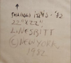 "Shadow Iris"  Oil on Canvas 24x24"  dark grays, violet and plum color tones