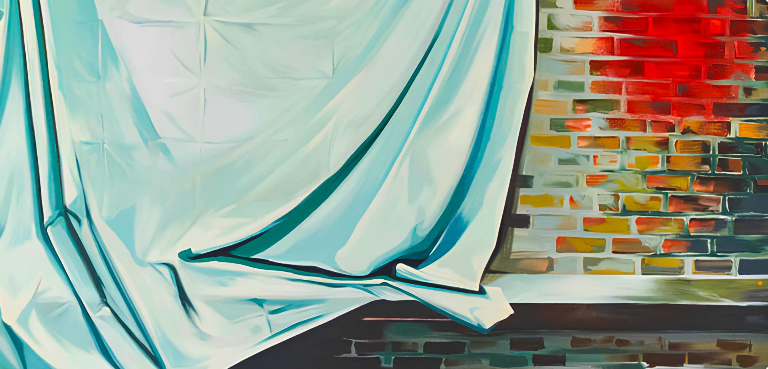 Serie Estudio (Silla con sábana y pared de ladrillo), Lowell Nesbitt - Pintura en venta 5