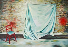 Série Studio avec feuilles et mur de briques, Lowell Nesbitt - Peinture
