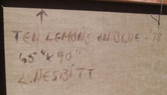 Ten Lemons on Blue, Large Photorealist Painting by Lowell Blair Nesbitt