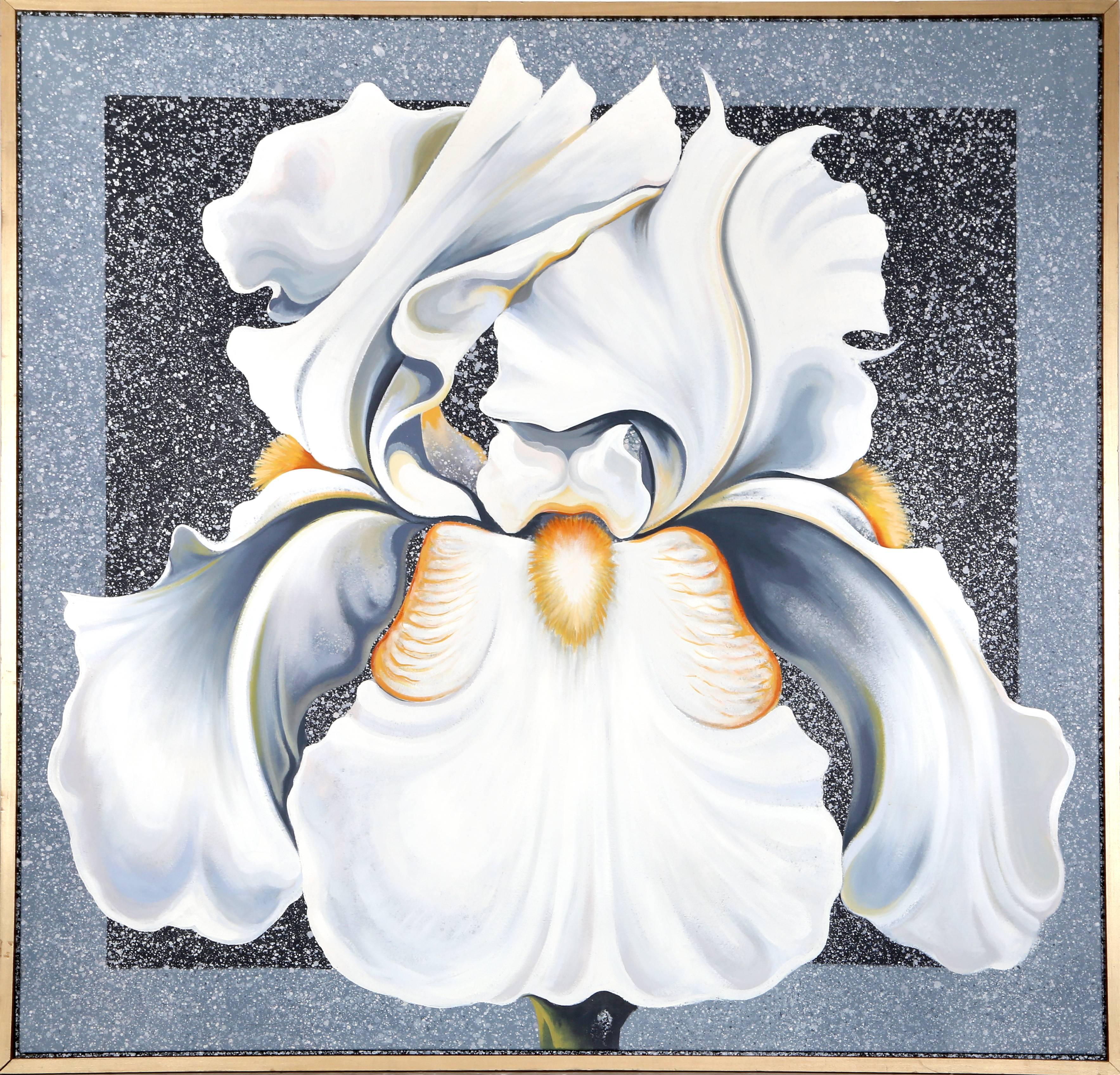La rappresentazione di Lowell Nesbitt di un iris bianco come la neve incorniciato da uno sfondo e un bordo color ardesia riflette lo stile realistico dell'artista. 

Artista: Lowell Nesbitt, americano (1933 - 1993)
Titolo: L'Iris d'inverno
Anno: