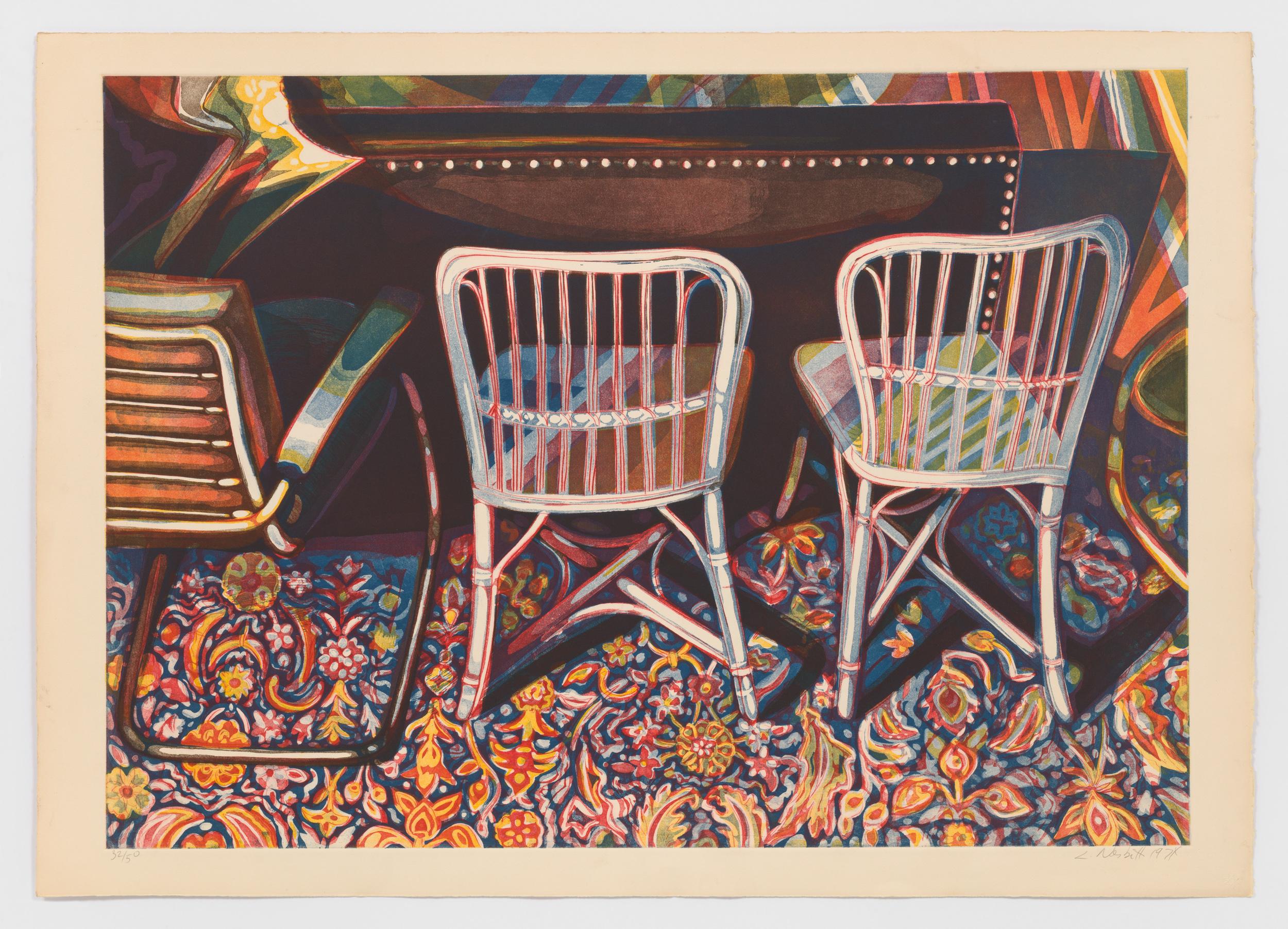 Lowell Nesbitt Still-Life Print - Andy Warhol’s Studio